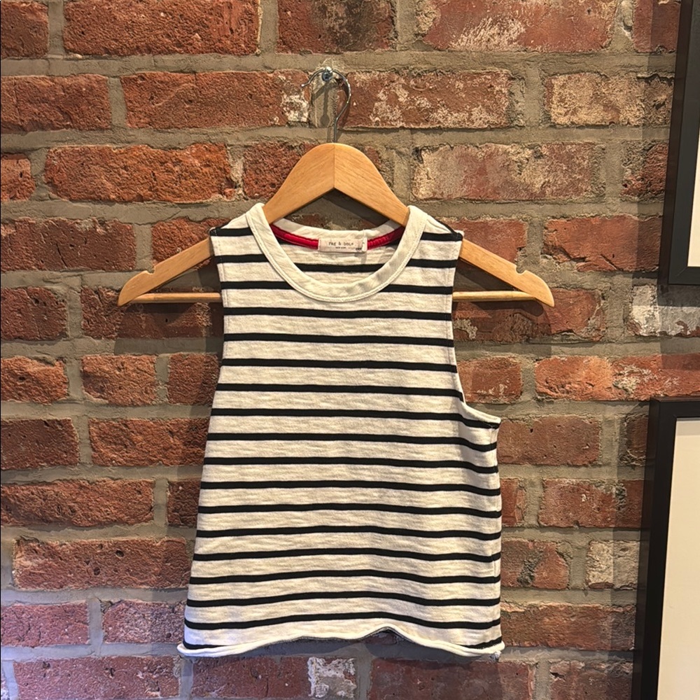 rag & bone Black and White Striped Tank Top, XS